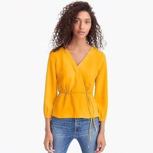 J Crew Drapey Crepe Faux-Wrap Top